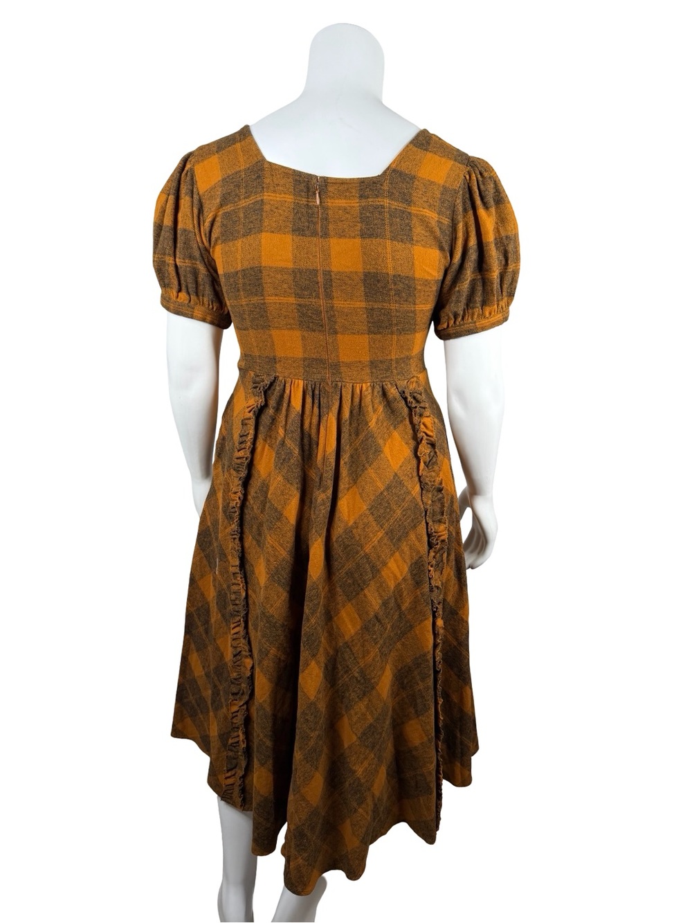 Ivy City Co Rust Plaid Plaid Midi Dress - Picture 3 of 7